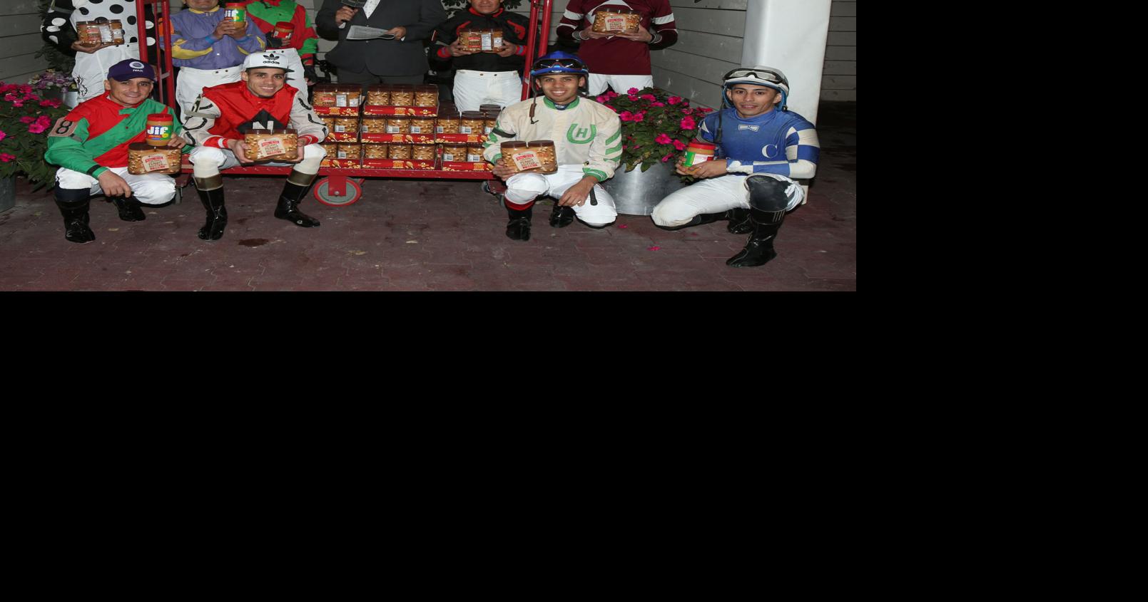 Horseshoe Indianapolis Jockeys donate 210 pounds of peanut butter to