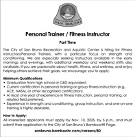 Personal Trainer / Fitness Instructor Wanted