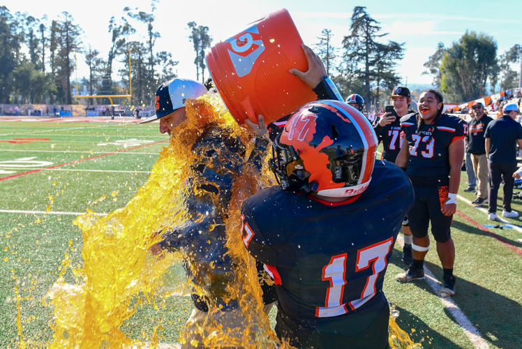 San Mateo football: Gatorade bath