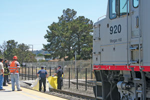 Train kills woman lying on pedestrian crossing