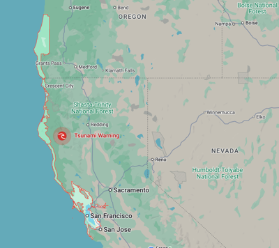 Tsunami warning area