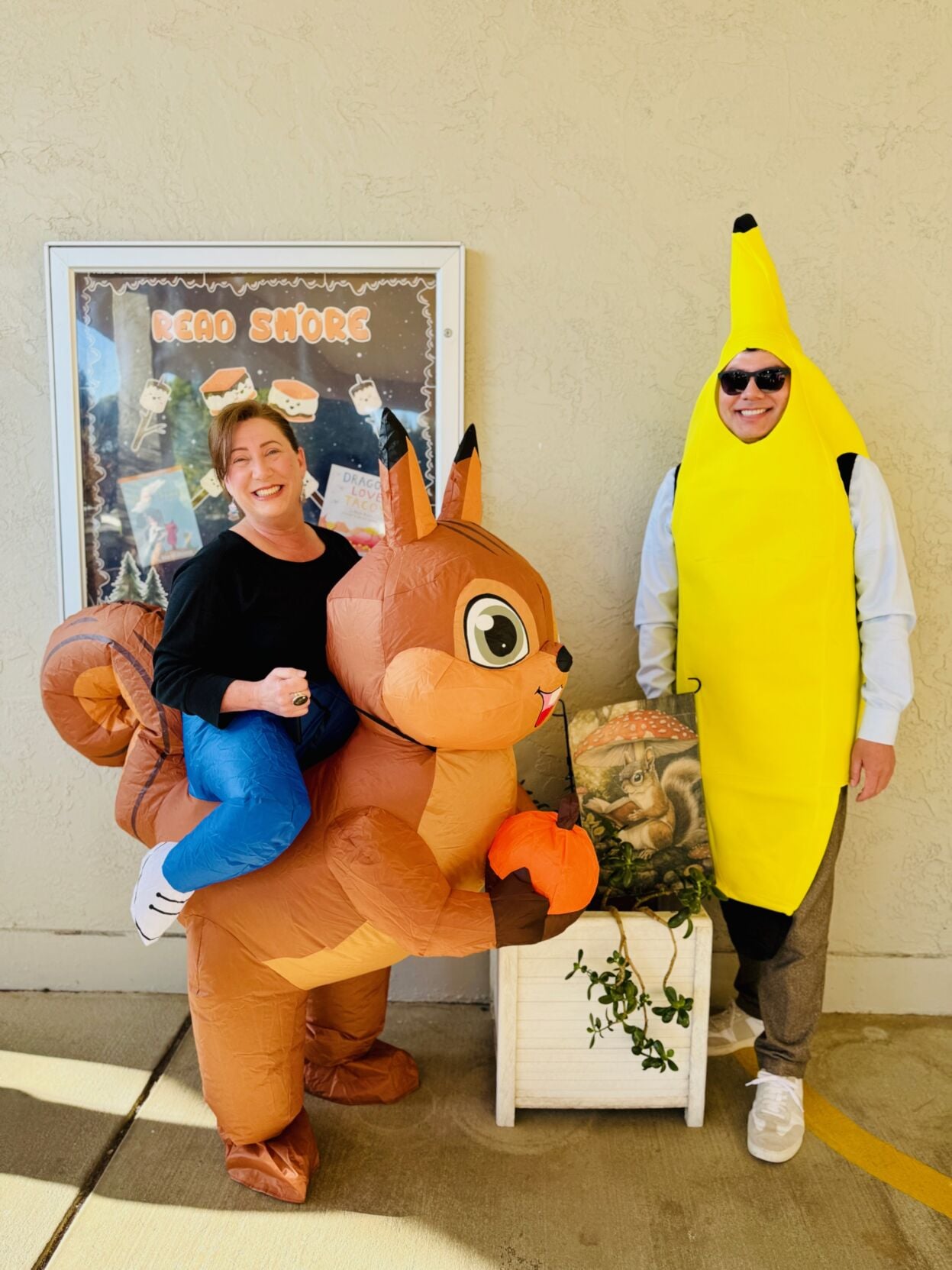 Class Notes: Heather Elementary School Librarian Natalie Berg and Principal Diederich Bonemeyer celebrate Read-a-Thon for San Carlos schools