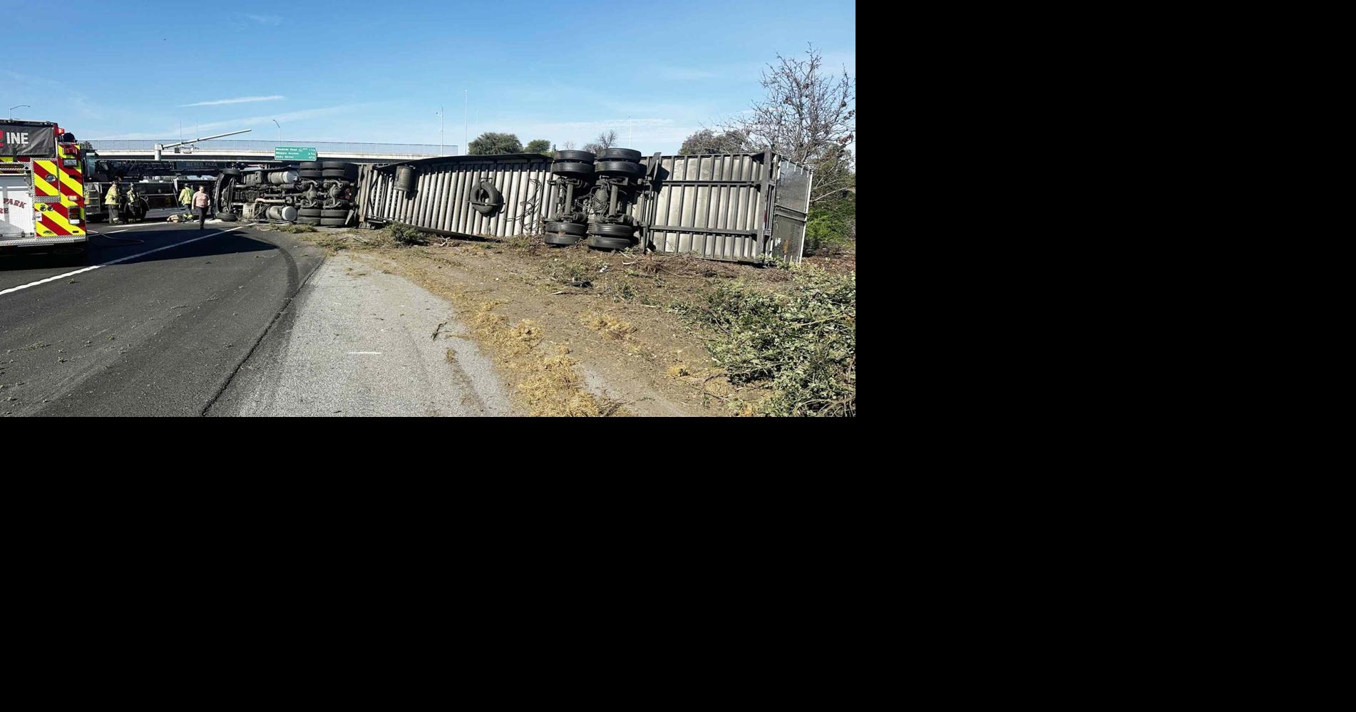Big rig overturns on Highway 101 near Redwood City | Local News ...