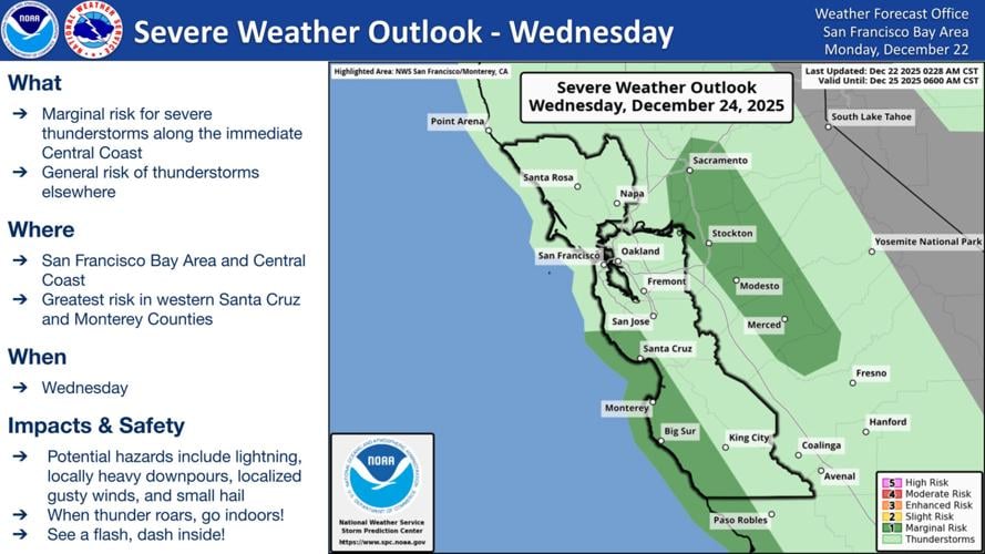Weather Service warns of possible Bay Area thunderstorms and slight chance of tornado