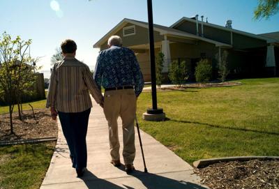 Older couple walking
