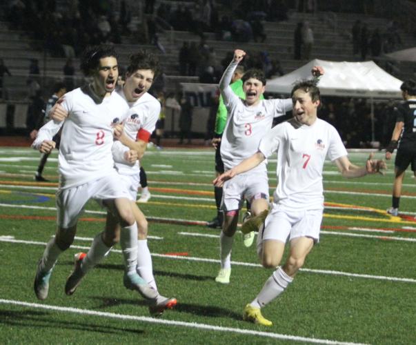 Burlingame soccer: penalty kick celebration
