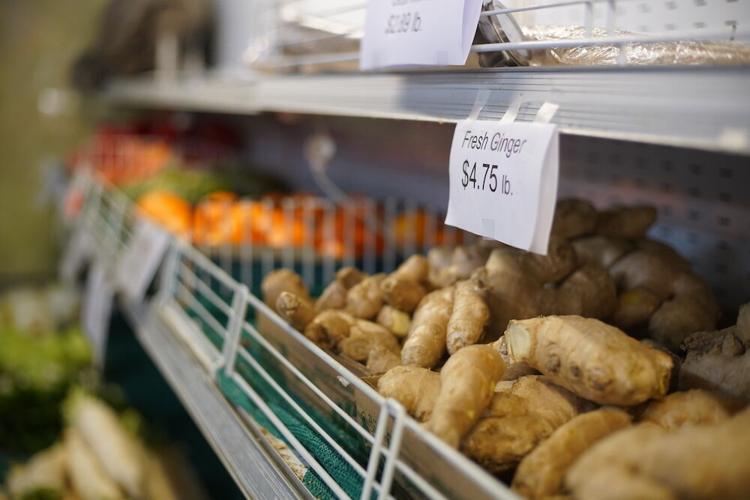 Takahashi Market in San Mateo not only sells prepared meals, but also fresh fruit and vegetables, like fresh ginger.JPG