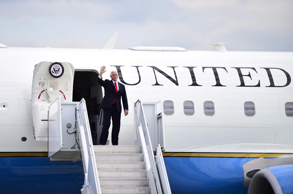 Vice President Mike Pence arrives at Roanoke-Blacksburg Regional Airport