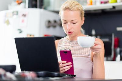 Business woman working from home.