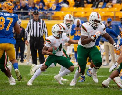 Jaylan Knighton, #4, freshman running back from Deerfield Beach After the Panthers opened the game by scoring on their first drive, the Hurricanes answered by scoring on their first three possessions and four of their first five.