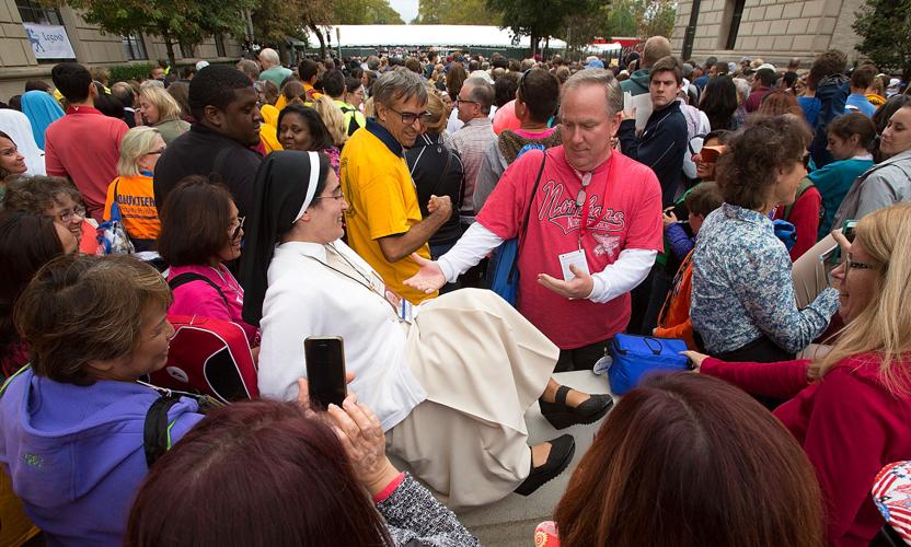 In line for the papal mass