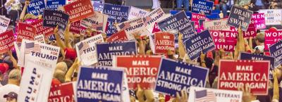 Campaign signs in support of President Trump