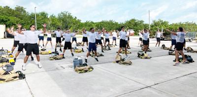 Class 23-01 trains at the Monroe County Joe London Fire Academy. Physical training is performed daily before classroom work.