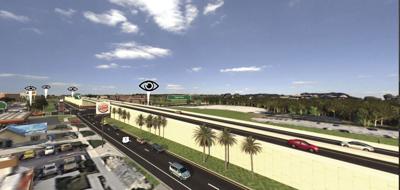 Artist renderings of proposed turnpike  bypass on US1 facing Palm Drive.