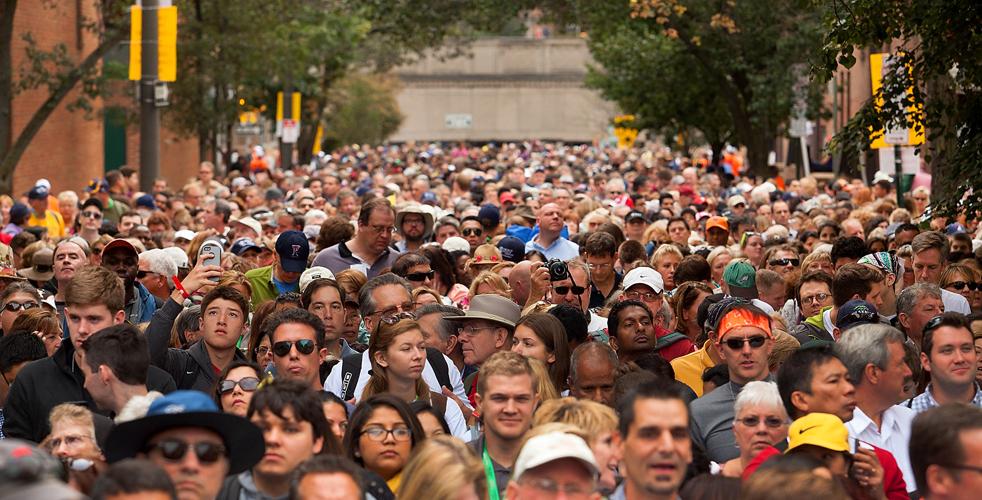 In line for the papal mass