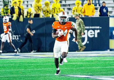 Sophomore Safety Kam Kinchens, a Miami Northwestern alum, had three interceptions, tying a school record last accomplished in 2006 by Kenny Phillips. Kinchens, the 12th Hurricane to nab three picks in a game, returned one of those for a 99-yard  touchdo...