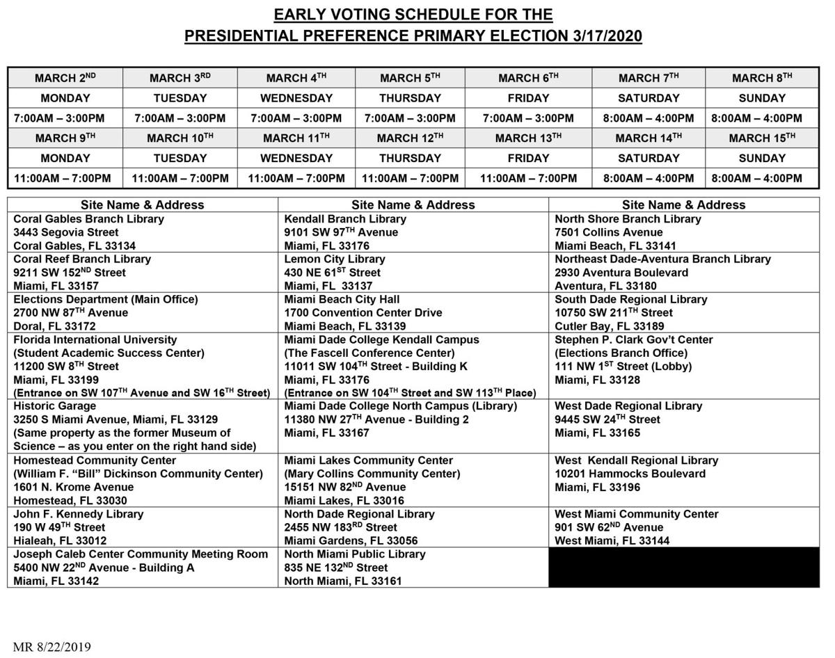 Early Voting In Miami Dade Begins Today Monday March 2 2020 News Southdadenewsleader Com
