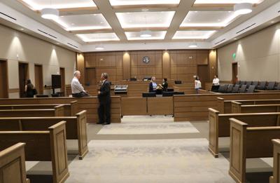 The public was invited to tour the facility after the ribbon cutting, including this new courtroom.