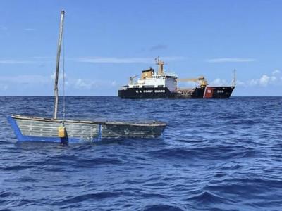 U.S. Coast Guard Cutter Sycamore's crew locates a rustic vessel about 20 miles southeast of Rodriguez Key, Sept. 18, 2022.