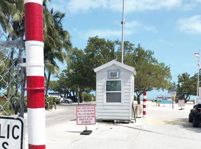 Signage is placed at Harry Harris Park in Key Largo letting  visitors know that the beach area will be closed starting April 6 until the beach jetty repairs are completed. Other areas of the park will remain open.