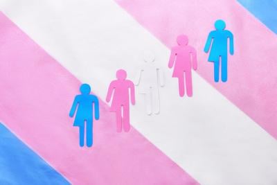 Human figures on color background. Concept of transgender