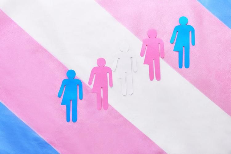 Human figures on color background. Concept of transgender