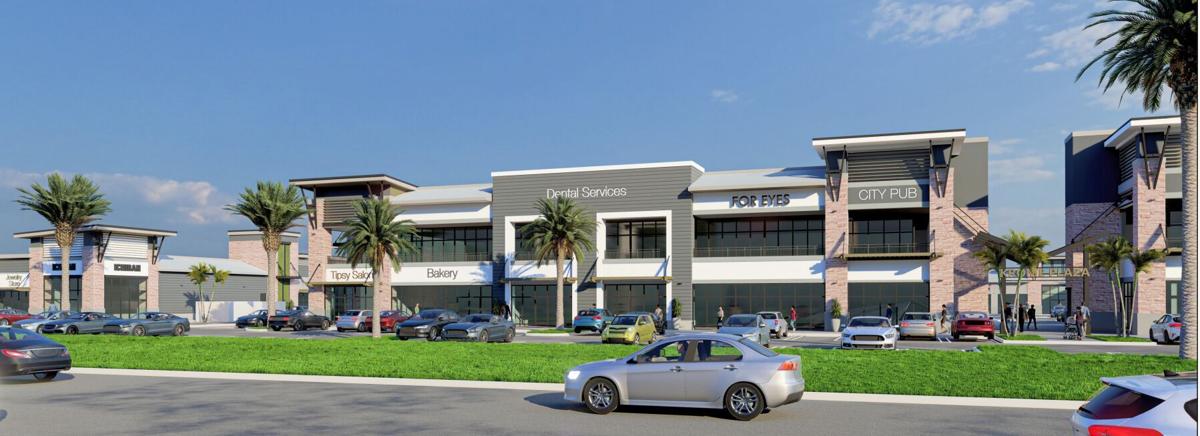 The rendering is an example of the type of retail and some office space proposed for Ocean Gate Village in Florida City.