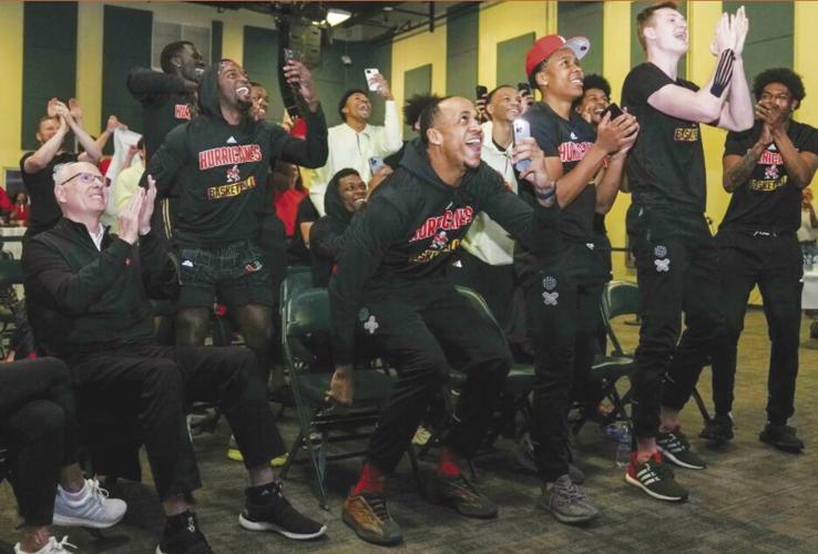 UM Men’s Basketball Team celebrates their invite into the NCAA tournament.