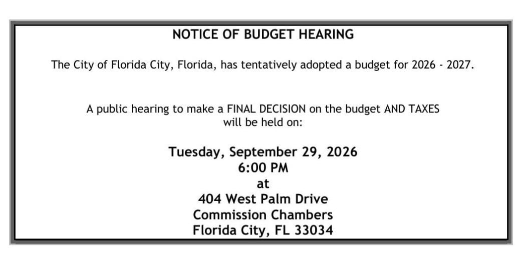City of Florida City - Notice of Budget Hearing 09-25