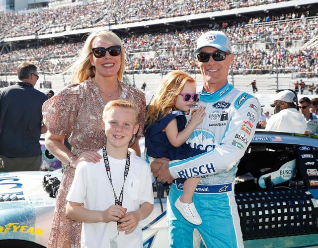 The Harvick family, Kevin with his wife Delana, and kids Keelen and Piper.
