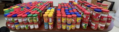 Just some of the donated peanut butter from the 2021 challenge.
