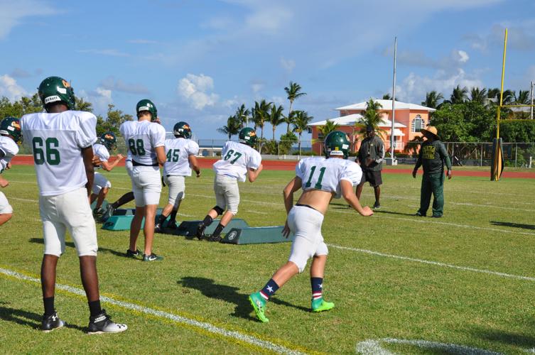 Coral Shores running drills on the field in Tavernier