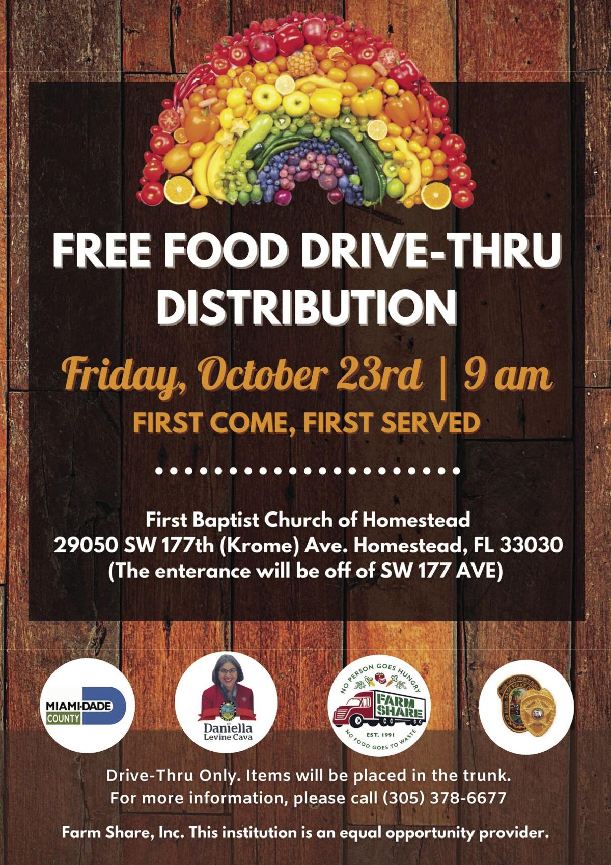 Farm Share Drive Through Free Food Distribution Calendar South Dade