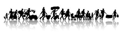 Asylum seekers silhouette