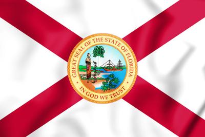 3D Flag of Florida (1900-1985), USA. 3D Illustration.