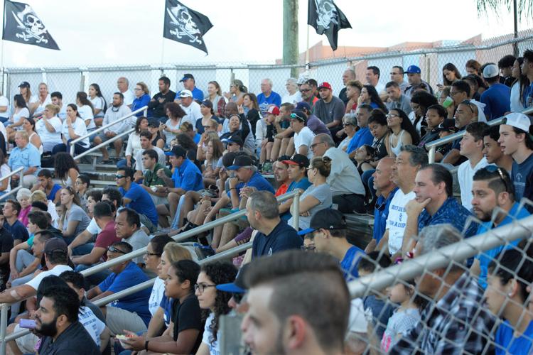 A large, enthusiastic crowd turned out to support the Buccaneers Baseball team on Tuesday night at South Dade Senior High School stadium.