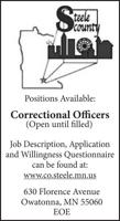 Steele County - Correctional Officer