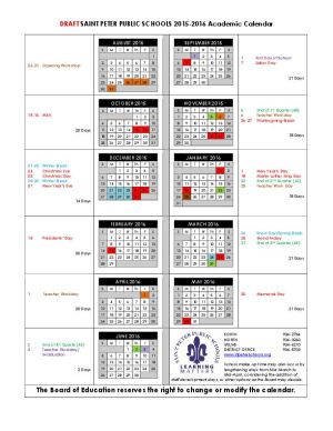 2015-16 St. Peter School calendar   southernminn.com