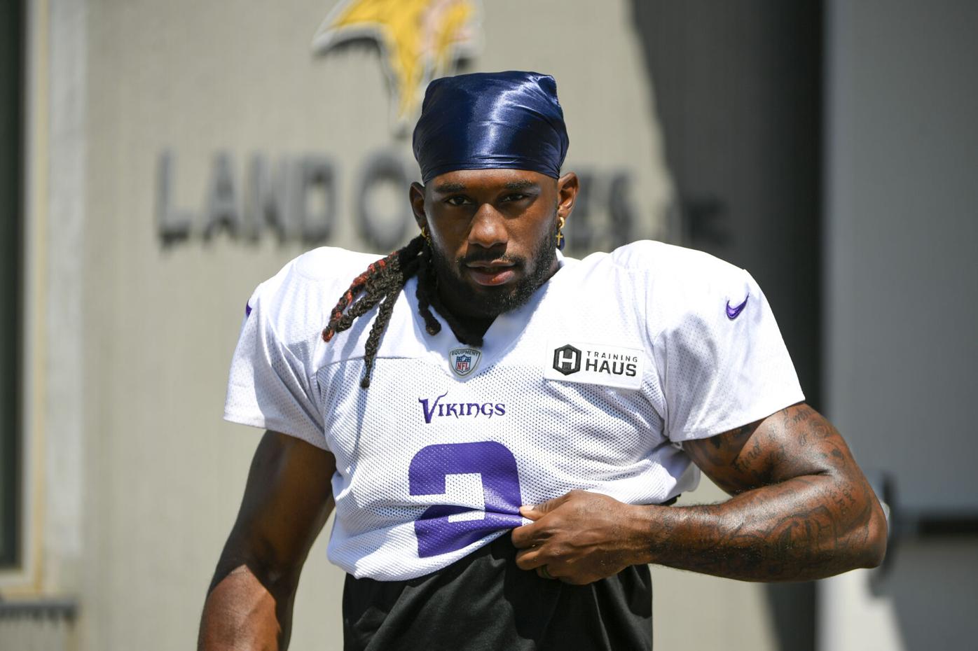 Minnesota Vikings running back Alexander Mattison takes part during the NFL  football team's training camp which opened with rookies and select veterans  Tuesday July 23, 2019, in Eagan, Minn. (AP Photo/Jim Mone