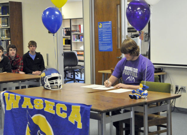 Waseca Sign Waseca's Miller signs football letter to play at Winona State | Sports ...