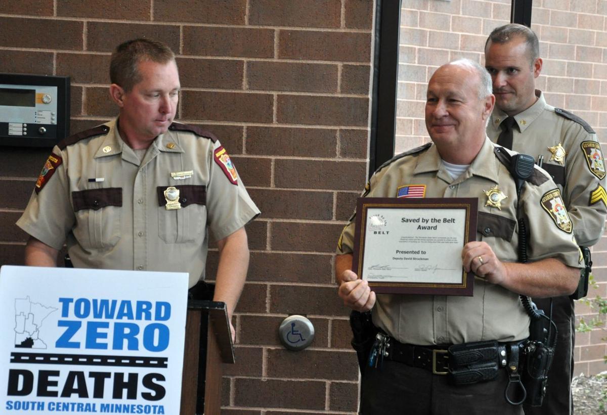 Le Sueur County deputy recognized for seatbelt safety after accident