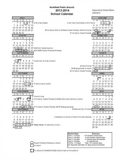 Northfield Public School Calendar