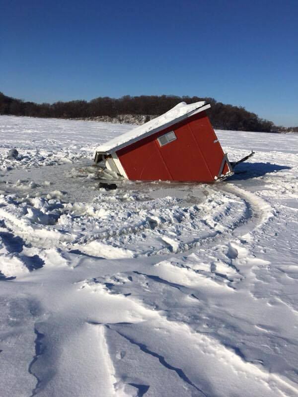After ice house falls into Cedar Lake, officials caution using ice this