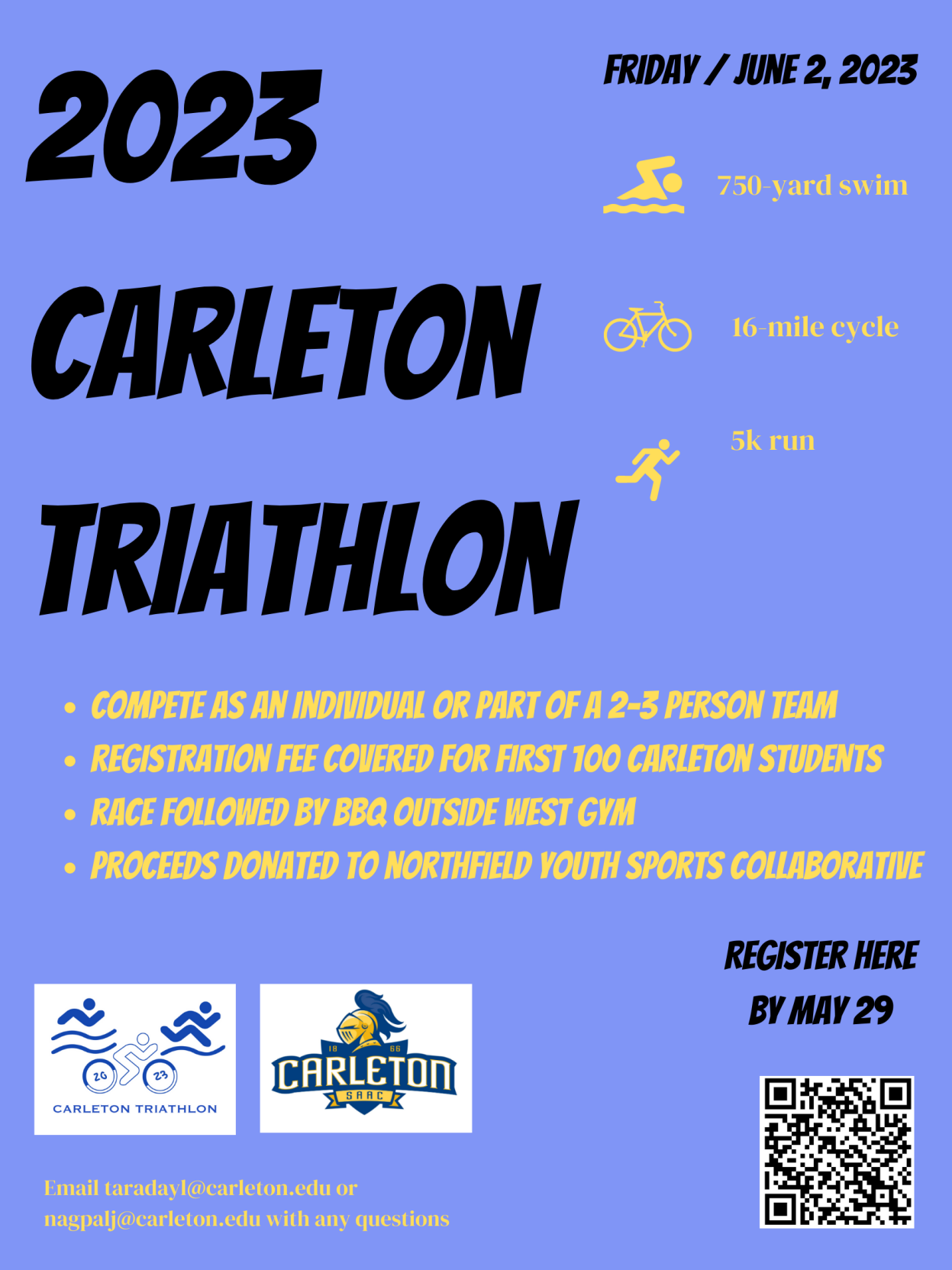 Carleton triathlon now open for registration Community