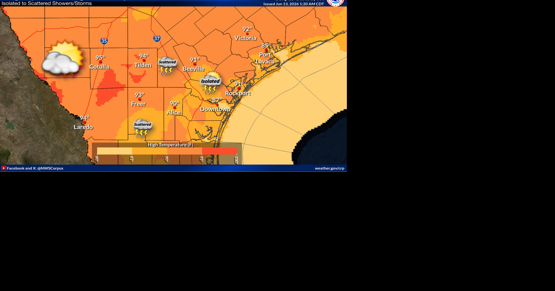 Scattered showers, thunderstorms possible scross South Texas