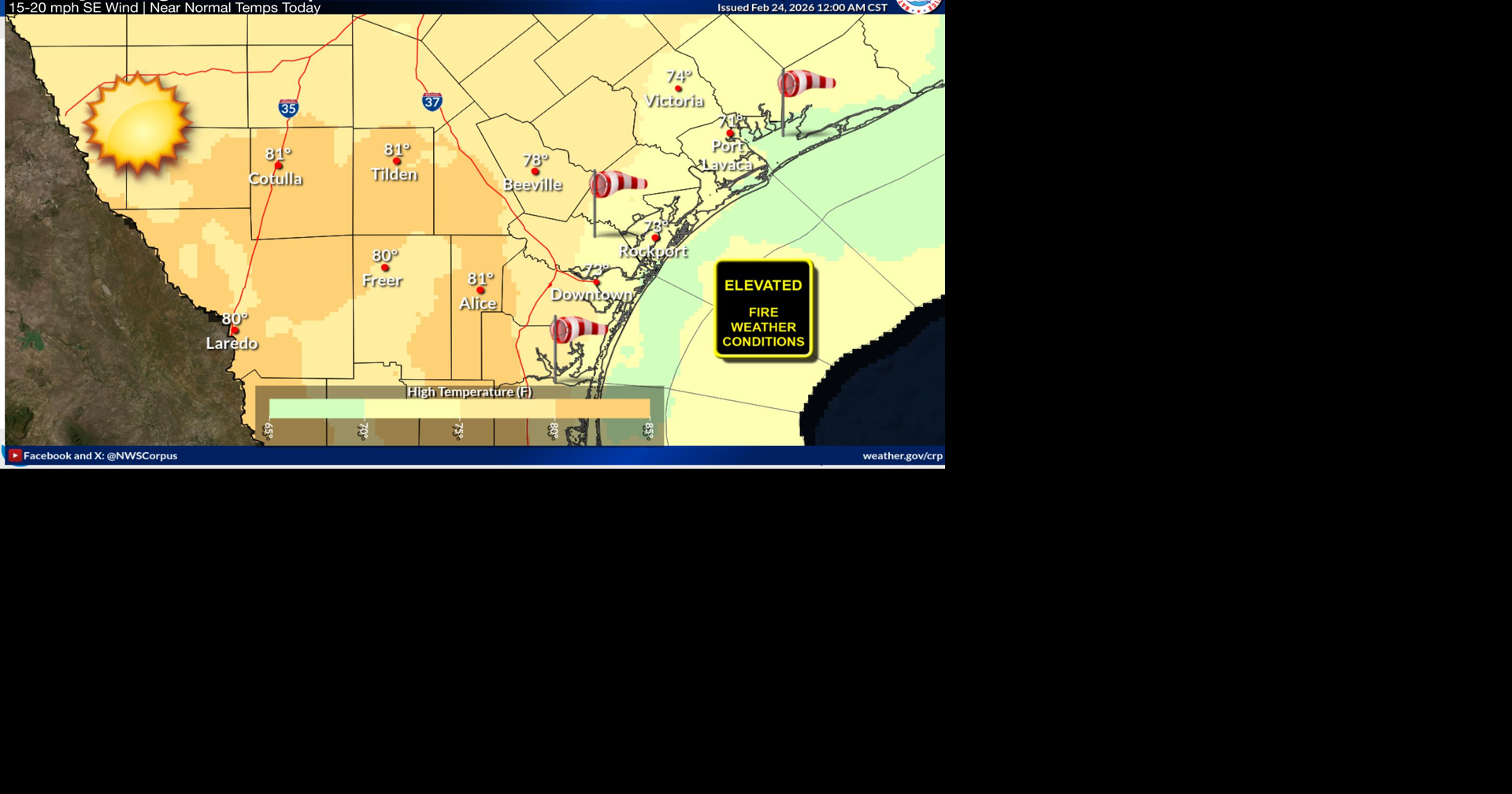 Elevated fire weather conditions today across South Texas