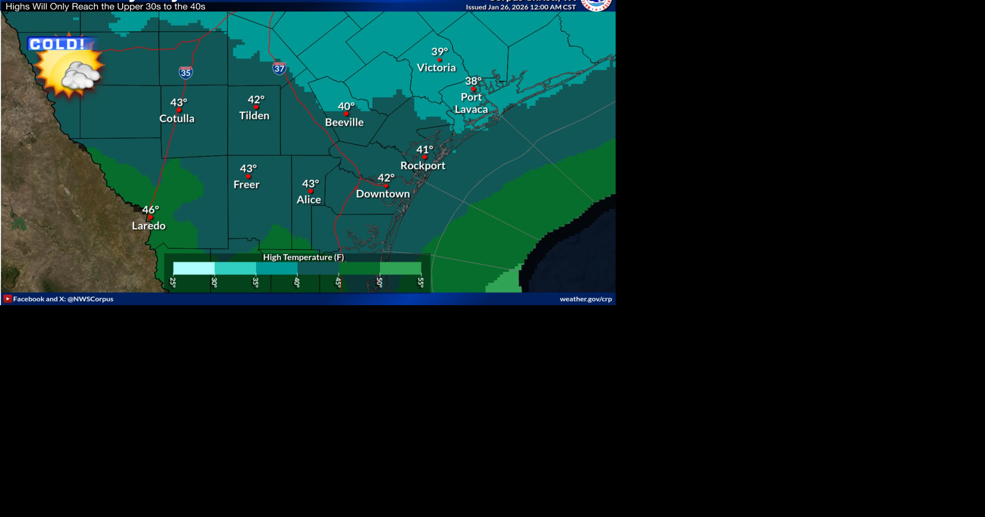 Mostly sunny, cold today across South Texas