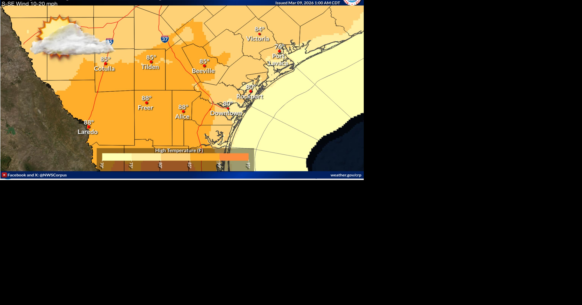 Mostly cloudy skies, warmer temperatures Monday across South Texas