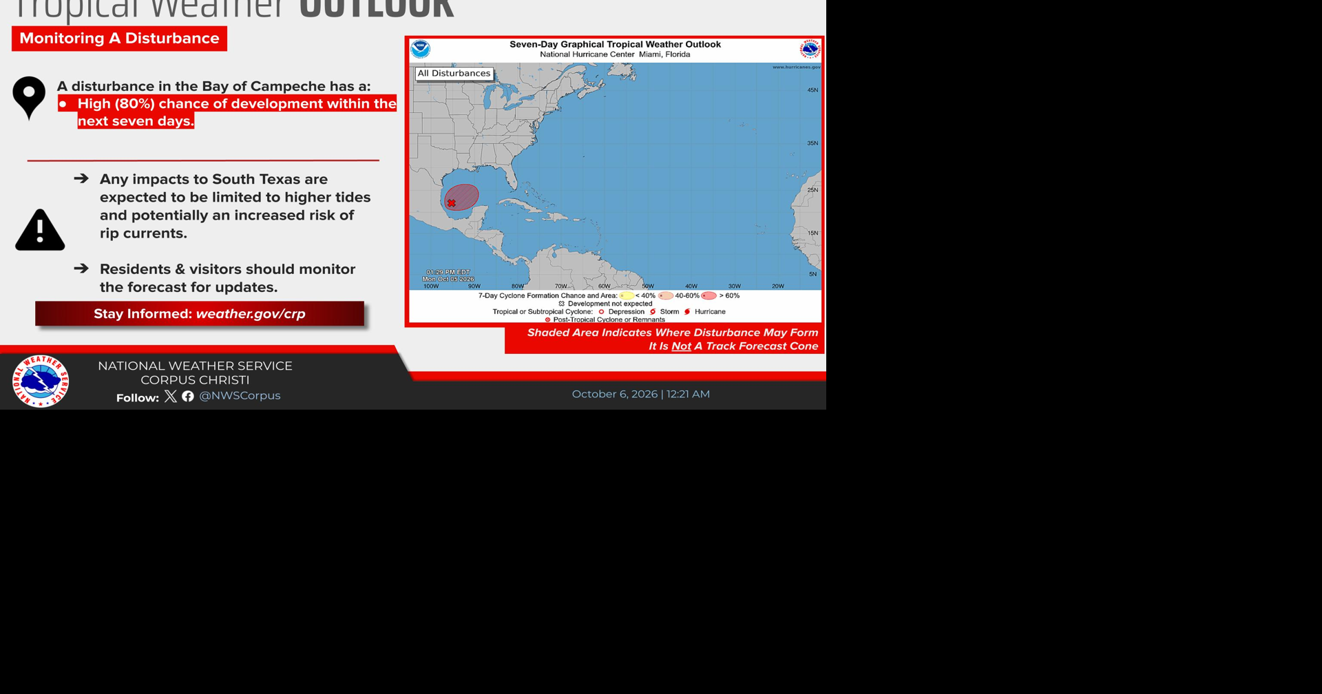 Disturbance in Bay of Campeche has 80% chance of development | Beeville ...