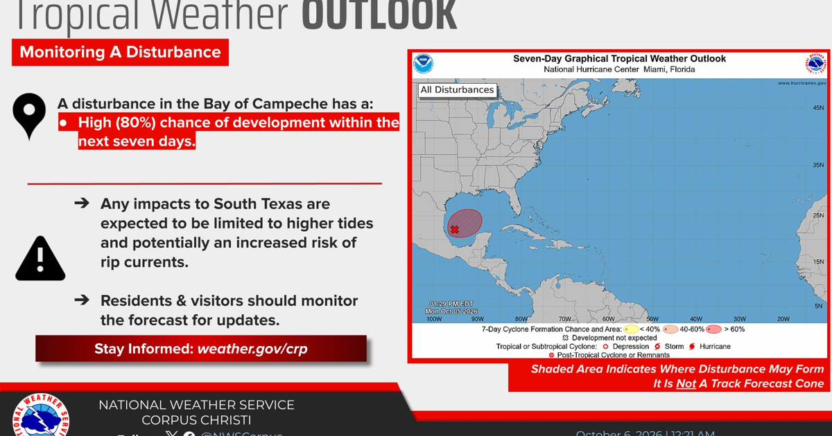 Order 479 Disturbance in Bay of Campeche has 80% chance of development | Beeville ...